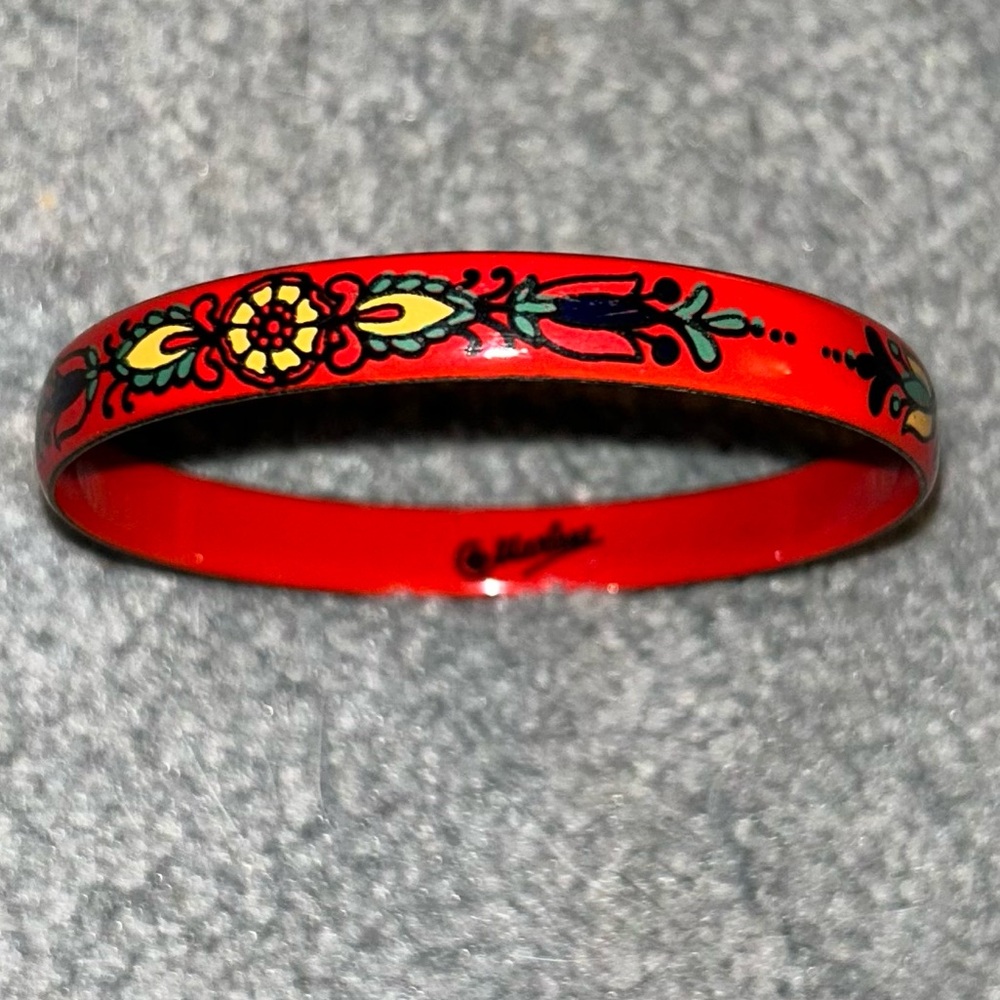 Vintage Marlene Red Floral Bangle